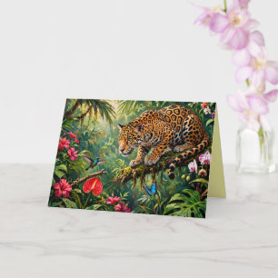 Cartão Floresta Tropical Jaguar Beija-flores Borboletas F