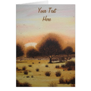 Cartão Florestas com sol no outono Paisagem arte estiliza