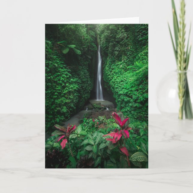 Cartão Florestas | Quedas de água Leke Leke em Bali (Frente)