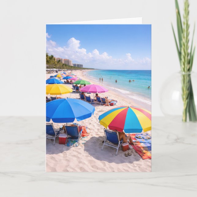 Cartão Florida Beach Umbrellas Greeting Card (Frente)