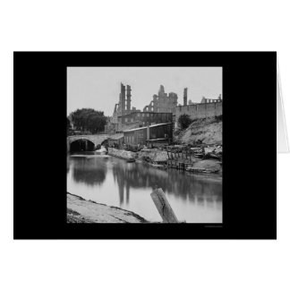 Cartão Flour Mill pelo James River & Richmond, VA 1865