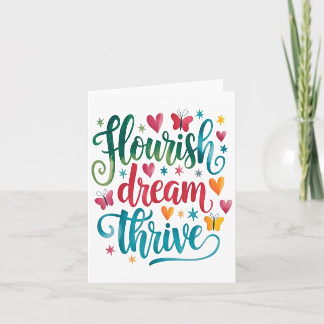 Cartão Flourish Dream Thrive Motivational  (Frente)