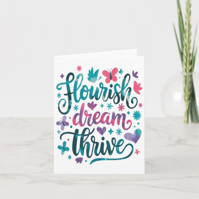 Cartão Flourish Dream Thrive Motivational  (Frente)