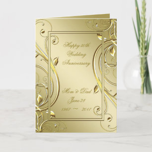 Cartão Flourish Gold 50th Wedding Anniversary