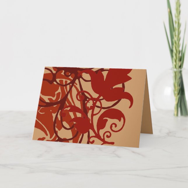 Cartão Flourish vermelho Notecard (Frente)