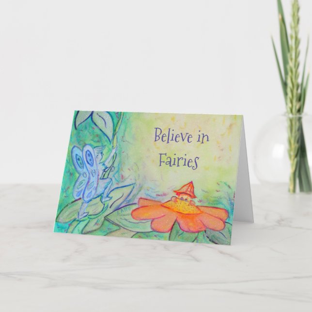 Cartão Flower Fairy Garden Art Greeting Card (Frente)