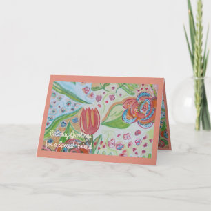 Cartão Flower Swirl Special Friend Birthday