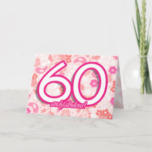 Cartão Flowers & Birds Bright Pinks 60th Birthday Card