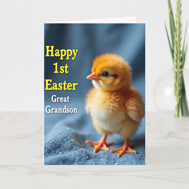 Cartão Fluffy Chick Easter Greeting Card (Frente)