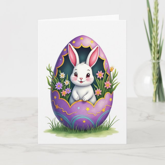 Cartão Fluffy Friend Easter Egg Card (Frente)