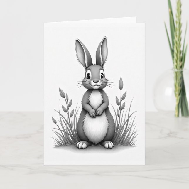 Cartão Fluffy Friend Gray Art Card (Frente)