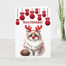Cartão Fluffy Funny Cat Natal