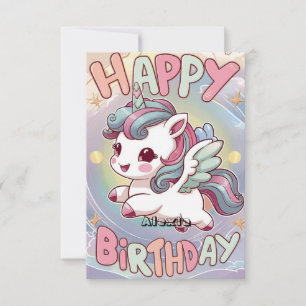 Cartão Fluffy Happy Unicorn Birthday