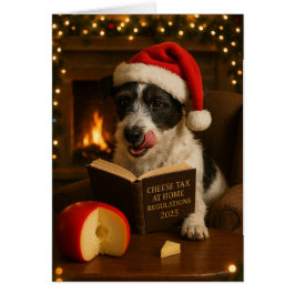 Cartão Fluffy Jack Russell 'Cheese Tax' Christmas card