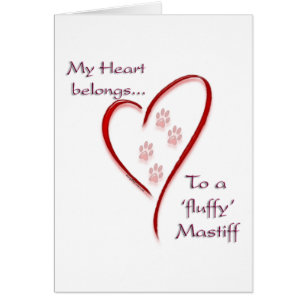Cartão Fluffy Mastiff Hearts Pertence