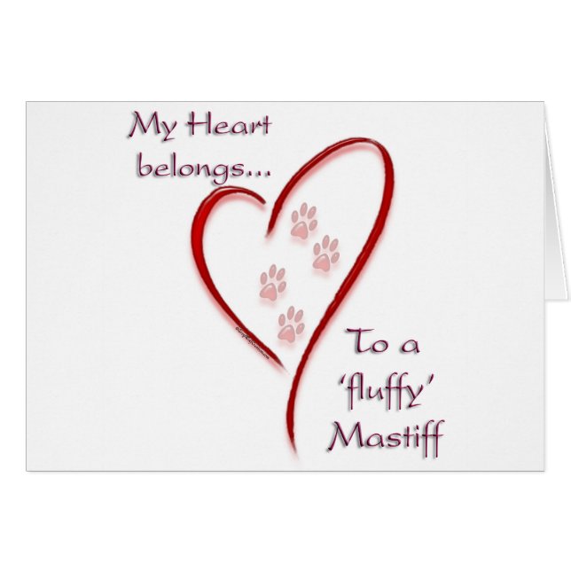 Cartão Fluffy Mastiff Hearts Pertence (Frente Horizontal)
