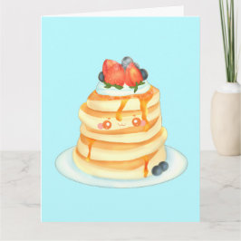 Cartão Fluffy Pancakes Com Xarope De Mapeamento E Creme