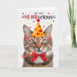 Cartão Fluffy Tabby Cat MEOWvelous Aniversário