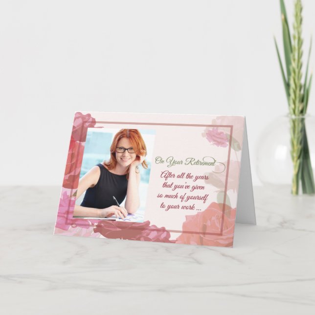 Cartão Fluxo de Rosas de Parabéns de Retirada de Fotograf (Frente)