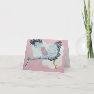 Cartão Flying Baby Girl and Stork notecard