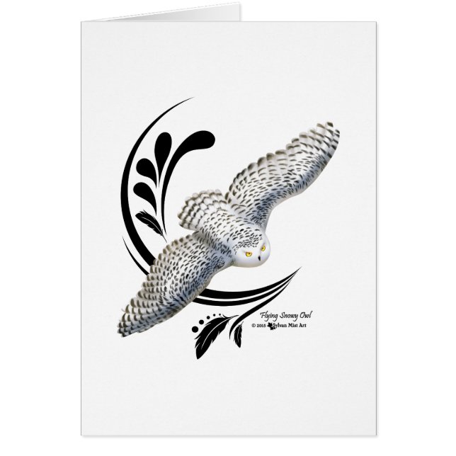 Cartão Flying Snowy Owl (Frente)