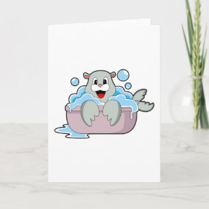 Cartão Foca na Banheira