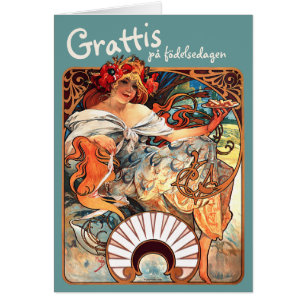 Cartão Födelsedagen CC0412 Alfons Mucha do på de Gratti