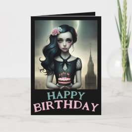 Cartão fofinha personalizável com bolo de aniversário