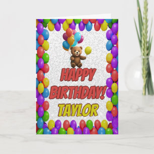 Cartão Fofinho Cute Teddy Bear Saudação Feliz Aniversário