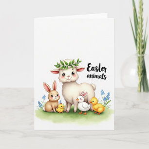 Cartão Fofo de Amigos Animais da Primavera