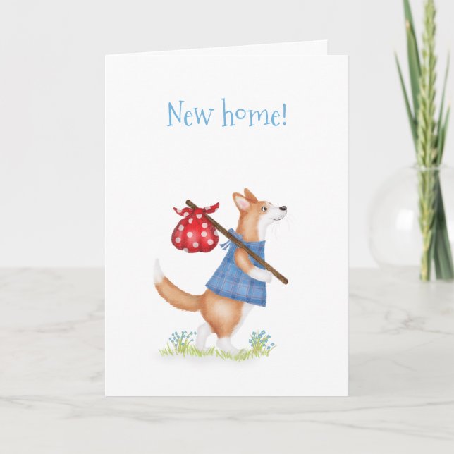 Cartão fofo de mudança de casa do corgi (Frente)