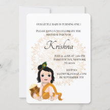 Cartão fofo do Krishna para aniversário - Bebê Kri
