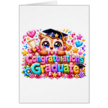 Fofo Kawaii Parabéns Graduado Coruja Pastel Pi