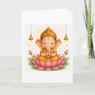Cartão Fofo Meditação Ganesha Lotus Ganesh Chaturthi