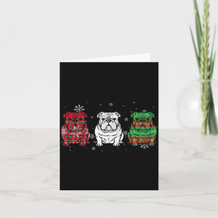 Cartão Fofo Três Bulldog Inglês Natal Para Mulheres Homen