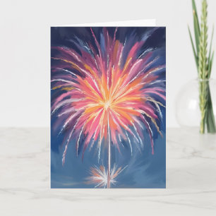 Cartão Fogos de Ano Novo Feliz Aquarela