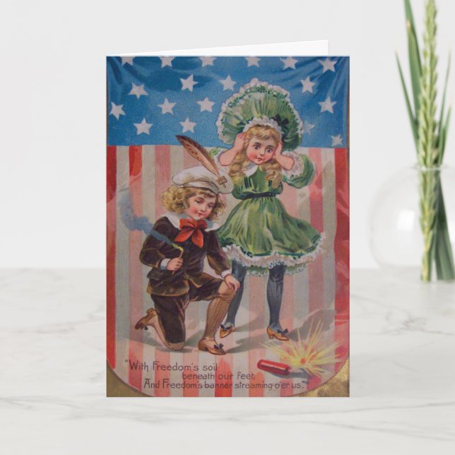 Cartão Fogos-de-artifício altos do vintage (Frente)