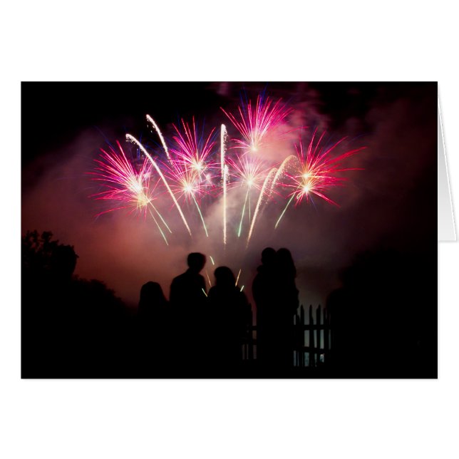 Cartão Fogos de artifício apreciados pela família (Frente Horizontal)