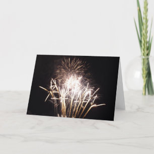 Cartão Fogos de Artifício Brancos e Dourados I Celebração
