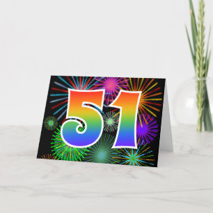 Cartão Fogos de artifício coloridos + Padrão "51" do ar