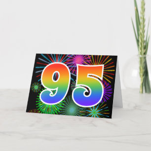 Cartão Fogos de artifício coloridos + Padrão arco-íris