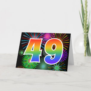 Cartão Fogos de artifício coloridos + Padrão arco-íris