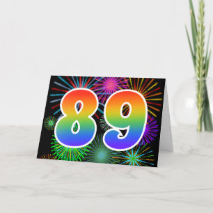 Cartão Fogos de artifício coloridos + Padrão arco-íris