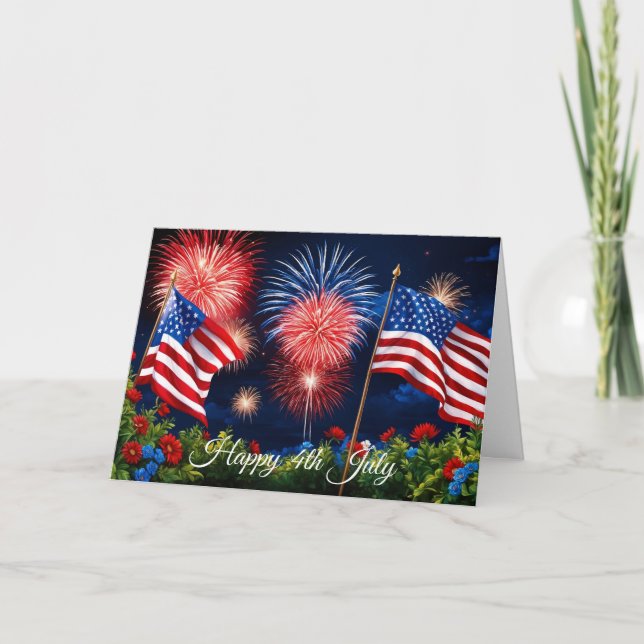 Cartão Fogos de Artifício de 4 de Julho (Frente)