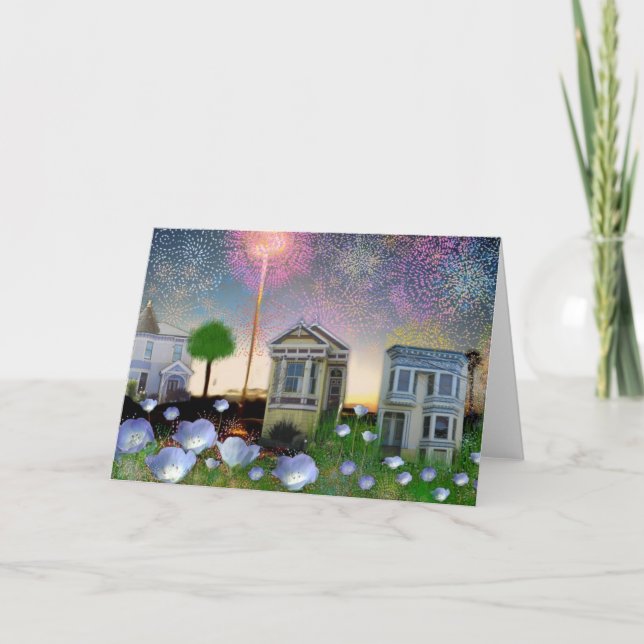 Cartão Fogos de artifício de cidades pequenas - TBA premi (Frente)