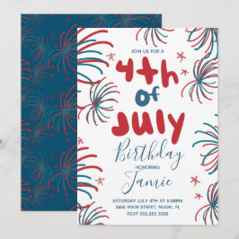 Cartão Fogos de artifício dia 4 de julho Estrelas CHURRAS