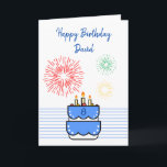 Cartão Fogos de artifício e Garoto Azul de Bolo 8º Aniver<br><div class="desc">Fogos de artifício bonitos e Cake Blue Boy 8º aniversário, um design legal e único feito para qualquer um que procura um cartão de aniversário de 8º aniversário de um neto, cartão de 8 anos de filho ou cartão de 8 anos de menino, este aqui é para você. O design...</div>