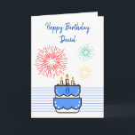 Cartão Fogos de artifício e Garoto Azul de Bolo 8º Aniver<br><div class="desc">Fogos de artifício bonitos e Cake Blue Boy 8º aniversário, um design legal e único feito para qualquer um que procura um cartão de aniversário de 8º aniversário de um neto, cartão de 8 anos de filho ou cartão de 8 anos de menino, este aqui é para você. O design...</div>