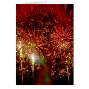Cartão Fogos de artifício vermelhos impressionantes