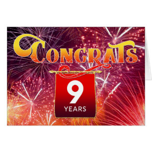 Cartão Fogos de Celebração de 9 Anos de Aniversário do Fu